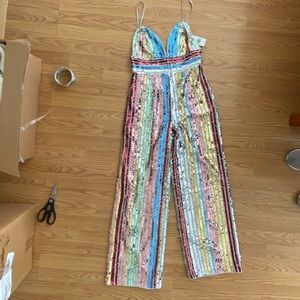 NWT: Saylor Sequin multi-colored jumpsuit